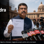 Dharmendra Pradhan resigns as Union Education Minister banner showing his portrait with the Indian Parliament background and breaking news headline about his resignation amid the NEET controversy.